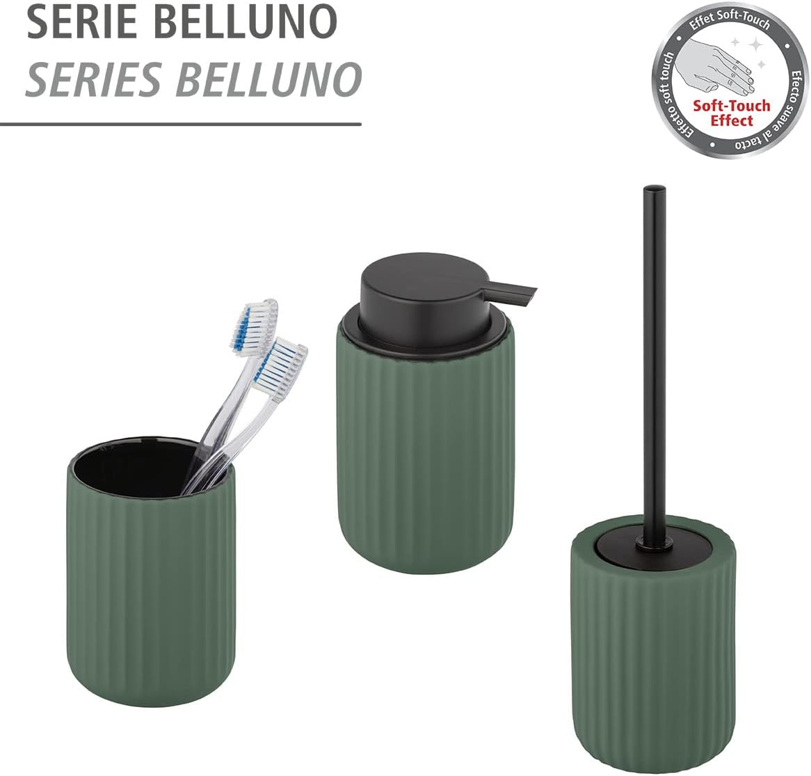 WENKO Belluno Ceramic Toothbrush Beaker Green