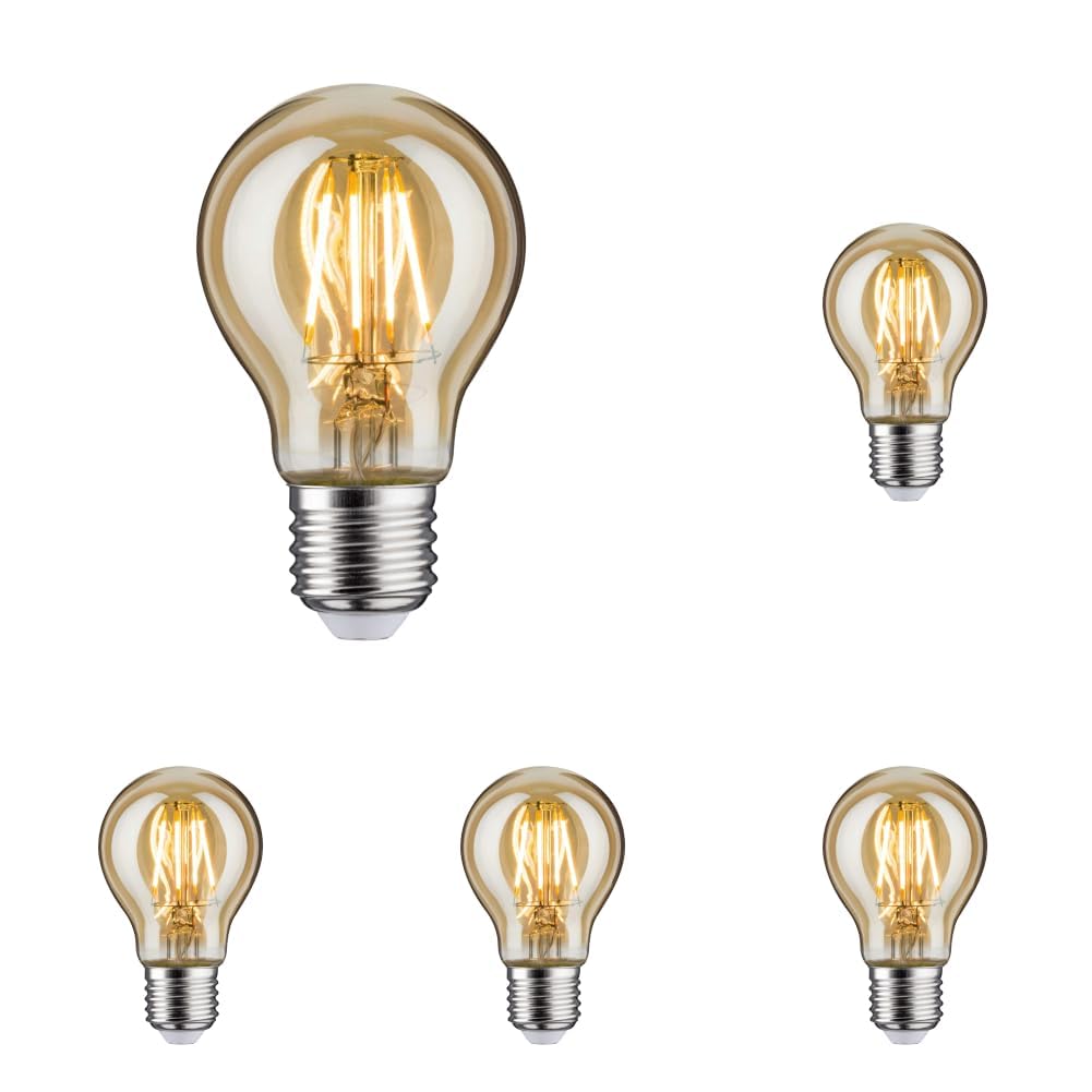Paulmann 28714 LED Lampe Filament AGL 4,7W Leuchtmittel Gold 2500K Goldlicht E27 (Packung mit 5)