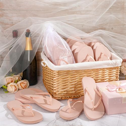 Image of Unittype 48 Pairs Flip Flops Bulk for Wedding Guests Hotel Slippers with Size Cards and Bags for Wedding Beach Pool
