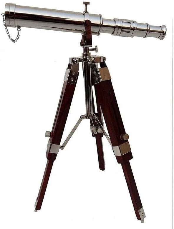 Nickel Telescope, Vintage Telescope with Tripod