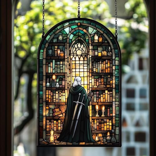 Stunng Warrior ibrary Faux Staed Gass...