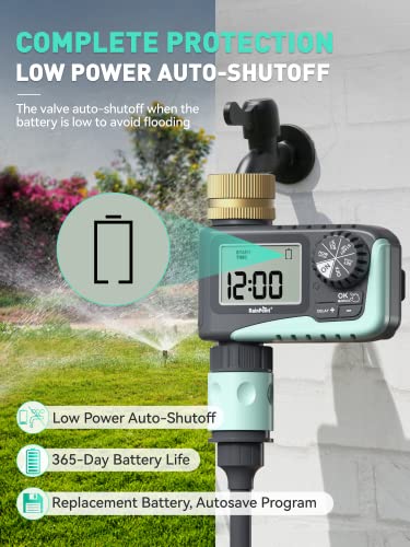 Rainpoint Sprinkler Timer With Brass Swivel, Water Timer For Garden Hose, Programmable Hose Timer With Rain Delay/Manual Watering, Digital Irrigation Timer System For Lawns, 1 Outlet #TOP6