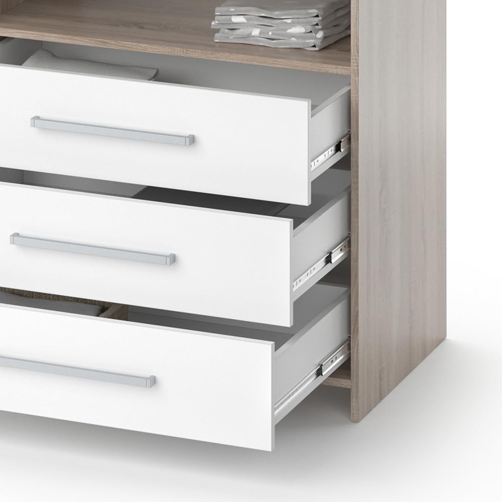 Vicco Cómoda Cambiador Oskar, Blanco/Sonoma, 113 x 100 cm, Convertible en cómoda Gracias al Cambiador extraíble