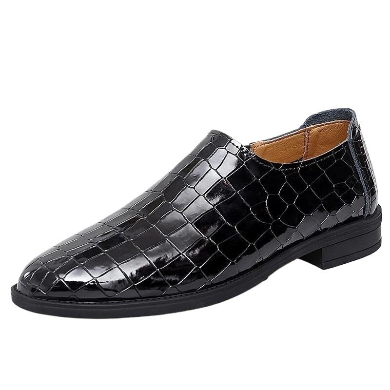 Oxford Dress Shoes for Men Tuxedo Classic Slip-on Round Toe Prom Wedding Anti-Slip Slip Resistant Rubber Sole Casual Italian Leather