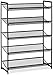 BAKAJI Scarpiera Scaffale Multiuso 5 Ripiani Scaffalatura in Metallo Nero con Ripiano Inclinabile Design Moderno Industriale Struttura Impilabile Arredamento Ingresso Casa (74 x 30 x 104 cm)