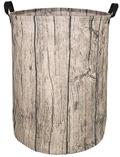 KUNRO Large Sized Round Storage Basket Waterproof Coating Organizer Bin Laundry Hamper for Nursery Clothes Toys (Tree Stump)