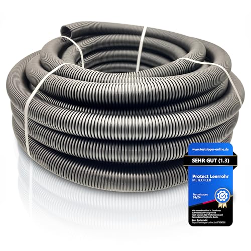 METEOFLEX PROTECT Leerrohr 750N M13 / M16 / M20 / M25 / M32 / M40 / M50 aus HDPE - Wellrohr für Erdreich Erdverlegung Außenbereich Beton - hohe Druck- & Schlagfestigkeit (M13-10m)