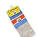 OFFICIAL Cuphead Striped Grey Crew Socks | Red, White, & Blue Striped Socks | Perfect for Cuphead Fans