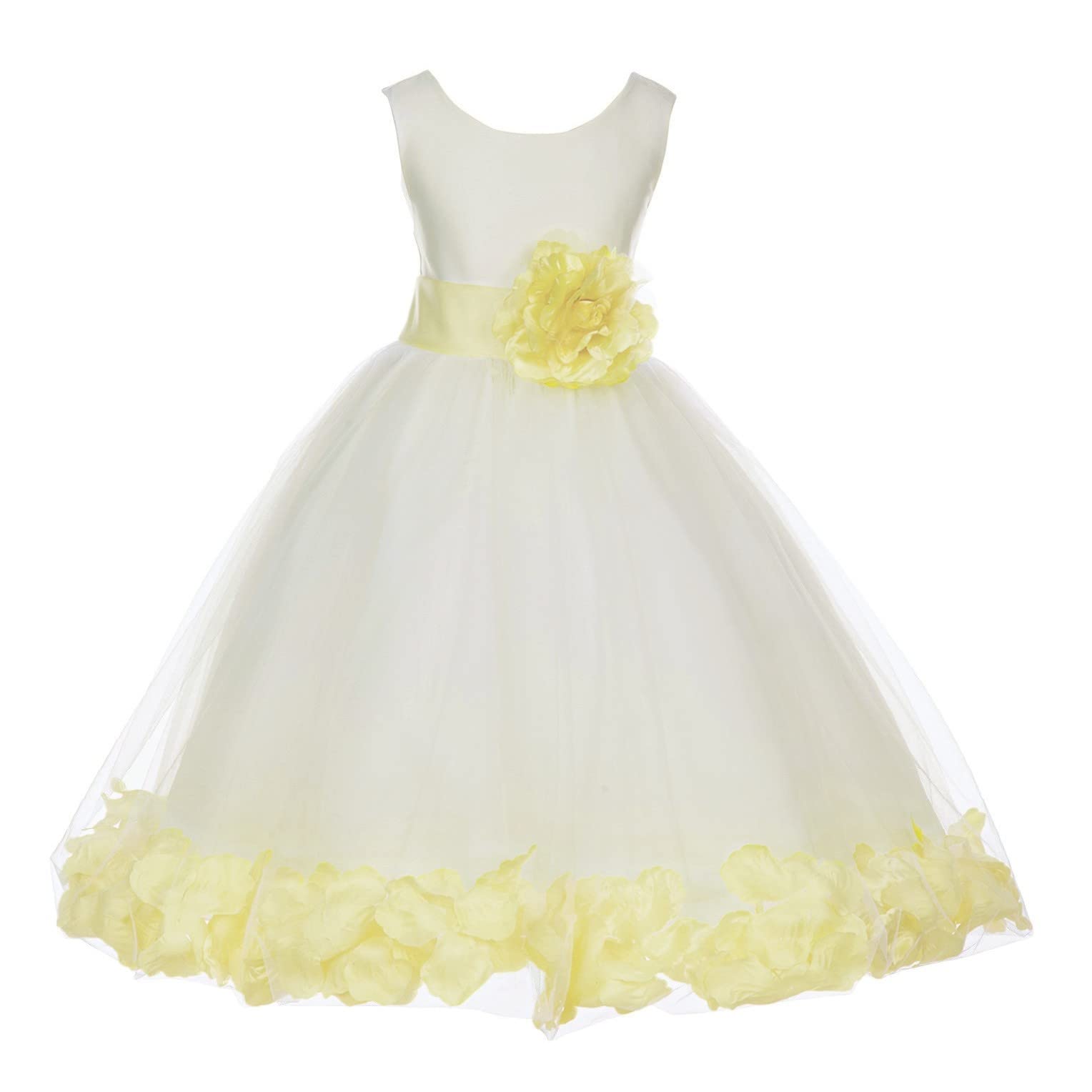 White Tulle Rose Petals Flower Girl Dress Tulle Dress Christening Dress 302T 4