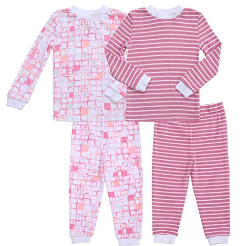 Asher and Olivia Pajamas Girl Toddler Pjs Pants Set for Kids Sleepwear Cotton Jammies Clothes 4T-Rose Heather
