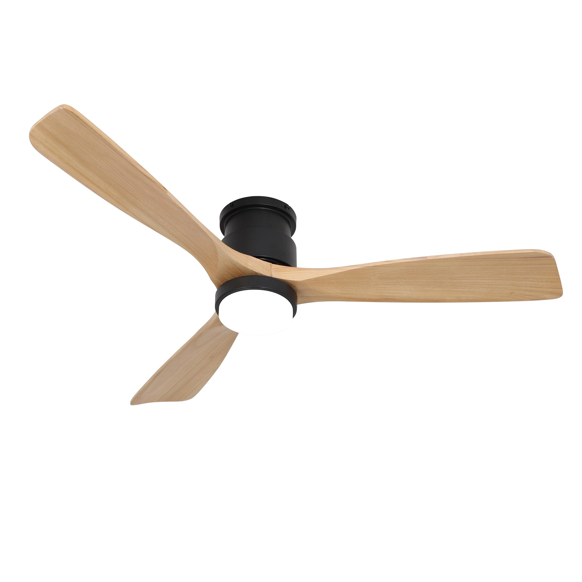 Flush Mount Ceiling Fan with Light Remote.52inch Natural Wood Fan Timing 6 Speeds Silent Reversible DC Motor 3CCT LED Light with Memory Lighting Function Indoor Outdoor Fan Farmhouse Bedroom