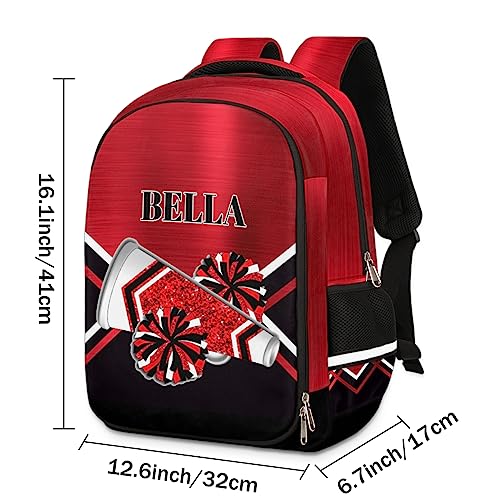 Personalized Kids Backpack Custom Backpack Schoolbag Children Bookbag for Boys & Girls Glitter Red Cheer4