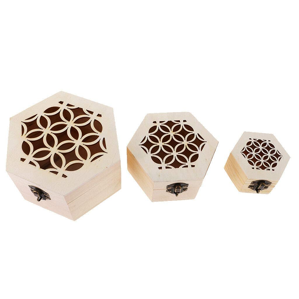 Ubersweet® Imported 3Pcs Hex Unpainted Wooden Chest Trinket Storage Gifts_120169-image-28