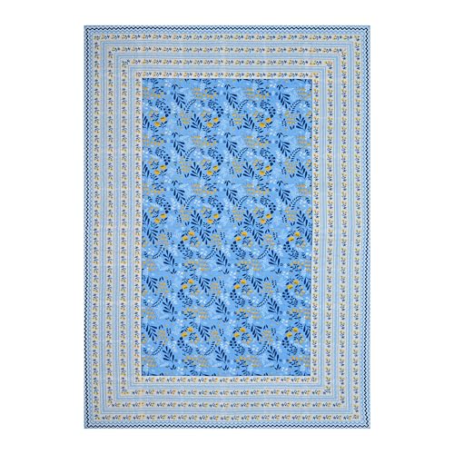 Image of 100% Cotton Single Bedsheet with 1 Pillow Cover | 240 TC Pure Cotton Flat Bed Sheet | Traditional Jaipuri Printed Bedding Set | Soft & Breathable | 60 x 90 Inch (Rangmahal Single 21)