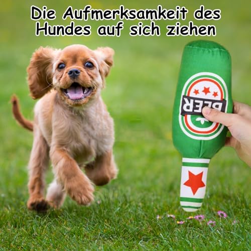 Wvu & Wvo Hundespielzeug | 2 Stück Weiche Bierflasche Plüsch Hund Spielzeug | Hund Kauen Knabberspielzeug für kleine mittelgroße große Hunde
