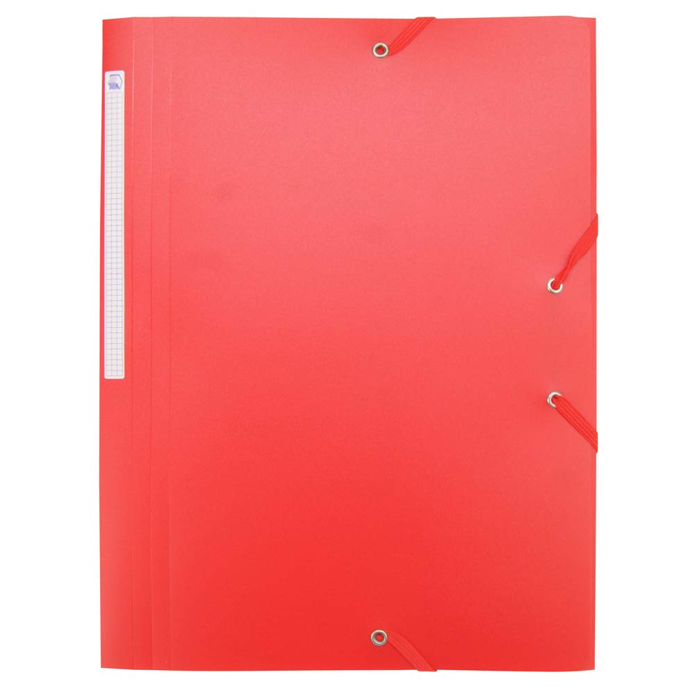 Waytex Elasticated Folder with 3 Flaps Polypropylene 4.5/10 Flexible and Opaque A4 - Red