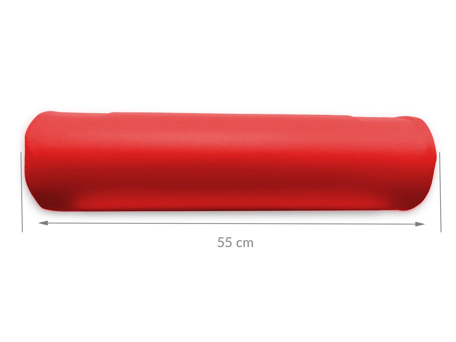 QUIRUMED Cojín Rodillo, 55 x 15 cm, color Rojo, Polipiel, Relleno de espuma, para Yoga, para Fitness, para Masaje