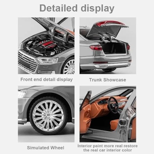 Image of LONGMIRE Metal Pull Back Diecast Car Pull Back Model with Sound Light Boys Gifts Toys for Kids Pack of 1, Multicolor (Aodi A8)