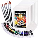 33 Piece Canvas Painting Kit, Acrylic Paint Set, Includes 4 Stretched Canvas & 6 Canvas Panel...