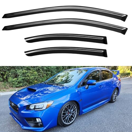 Image of YQAUTEC Window Visors Rain Guards Shield Compatible with 2015-2021 Subaru WRX, Window Wind Deflectors Vent Shades for 15-21 Premium Limited STi