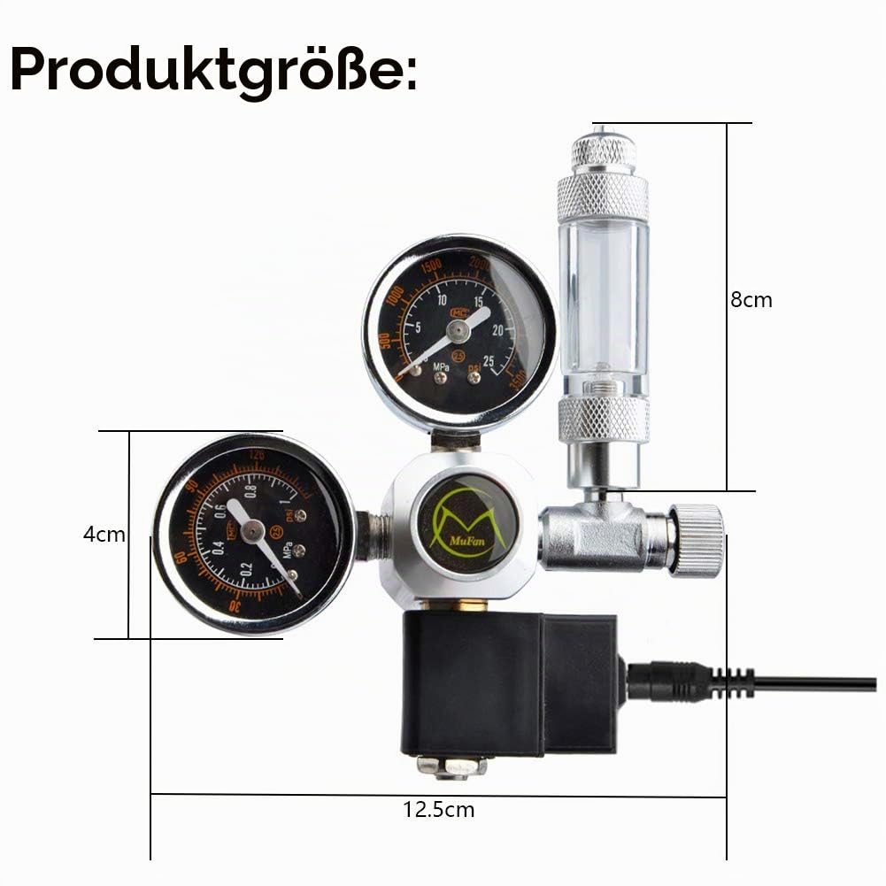 CO2 Druckminderer mit Magnetventil Manometer und Rückschlagventil,Mehrweg Aquarium Magnetventil Blasenzähler W21.8 Interface