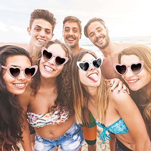KUUQA 8 Pairs Heart Shaped Sunglasses and 8 Pack Satin Bridesmaid Scrunchies Bachelorette Party Sunglasses Bulk Bride Bridesmaid Glasses Wedding Décor4