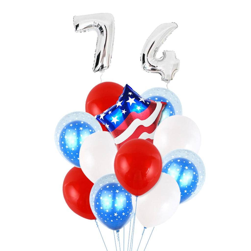 TiMi Trends 4th of July American Flag Latex Foil Balloon Independence Day Silver