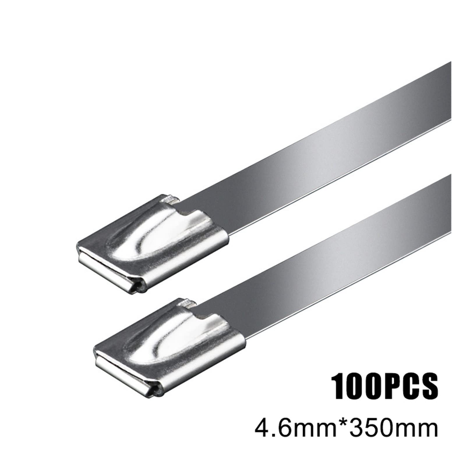 Bridas metálicas de Acero Inoxidable, Bridas for Cables autoblocantes de Acero Inoxidable 304, Paquete 100, Plateadas, 4,6X(100-550) mm(4.6X350MM)