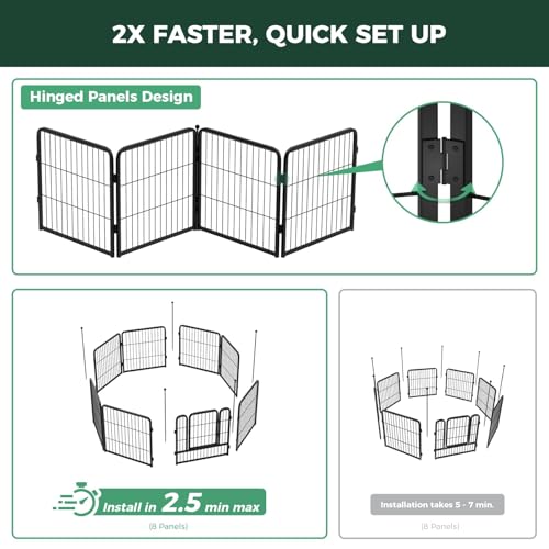 Image of FXW Instant Unleashed Dog Playpen, Portable Pet Fence for Outdoor, RV Trips, and Camping, 40 inch, 16 Panels for Medium and Large Dogs with Easy-Carry Straps (2 Pack) and Stake Bag│Patented