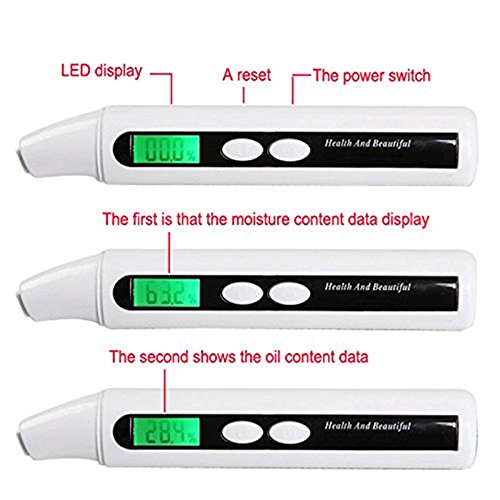 Zinnor Portable Skin Facial Moisture Analyzer Digital Monitor Tester Face Skin Sensor Tester Oil Detector Skin Care Tool