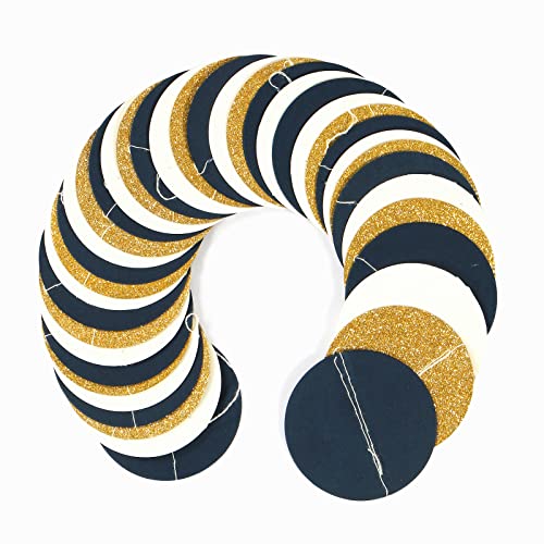 Image of Navy-Blue Ivory-White Gold Party-Decorations Garland - 52Ft Graduation 2025 Hanging Paper Banner Streamers,Farewell Wedding Bachelorette Engagement Men Nautical Birthday Decor Panduola