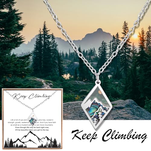 Inspirational Gifts for Women Mountain Necklace Pine Tree Necklace Mustard Seed Necklace Jewelry Gifts for Hikers, Campers, Climbers and Nature Lovers2