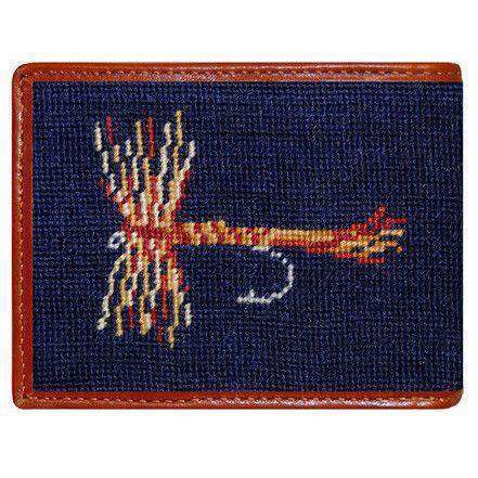 Trout and Fly Needlepoint Wallet in Navy by Smathers & Branson3
