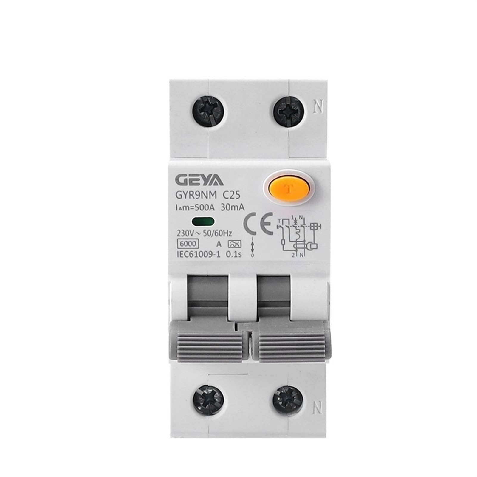 GVBAEPIEO GYR9NM Type A MCB Leakage Protector 2P 4P Overload Short Circuit Protection Residual Current Breaker(2P 25A 30mA)