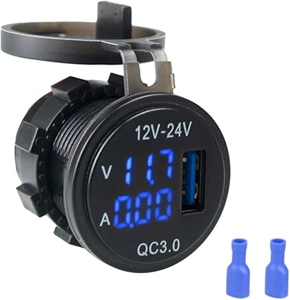 Cargador de coche para iPhone Xs/XR/XS Max, Galaxy S9, LG, Nexus, HTC, QC3.0 3 en 1 cargador amper?metro de volt?metro digital de carga r?pida para barcos marinos, color rojo, negro Cargador de coche para iPhone Xs/XR/XS Max, Galaxy S9, LG, Nexus, HTC, QC3.0 3 en 1 cargador amper?metro de volt?metro digital de carga r?pida para barcos marinos, color rojo, negro