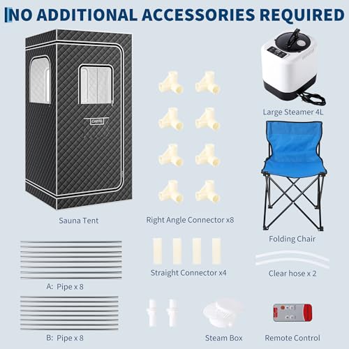 Portable Sauna Box for Home, Personal Sauna Tent for Relaxation, Indoor Steam Sauna Room with 4L/1500W Steamer,Easy Setup Quick Heat-Up Foldable Sauna for Home Spa(Grey) - Image 3