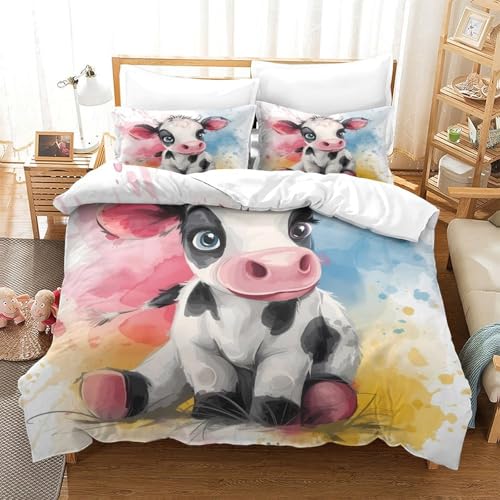 Parure de lit veau 3D en microfibre résistante et ultra douce - 3