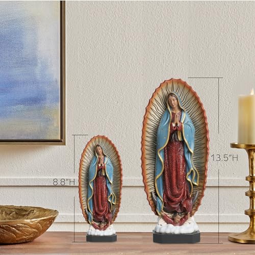 Estatua Virgen de Guadalupe 8.8 pulgadas Resina Pintada a Mano miniatura 7