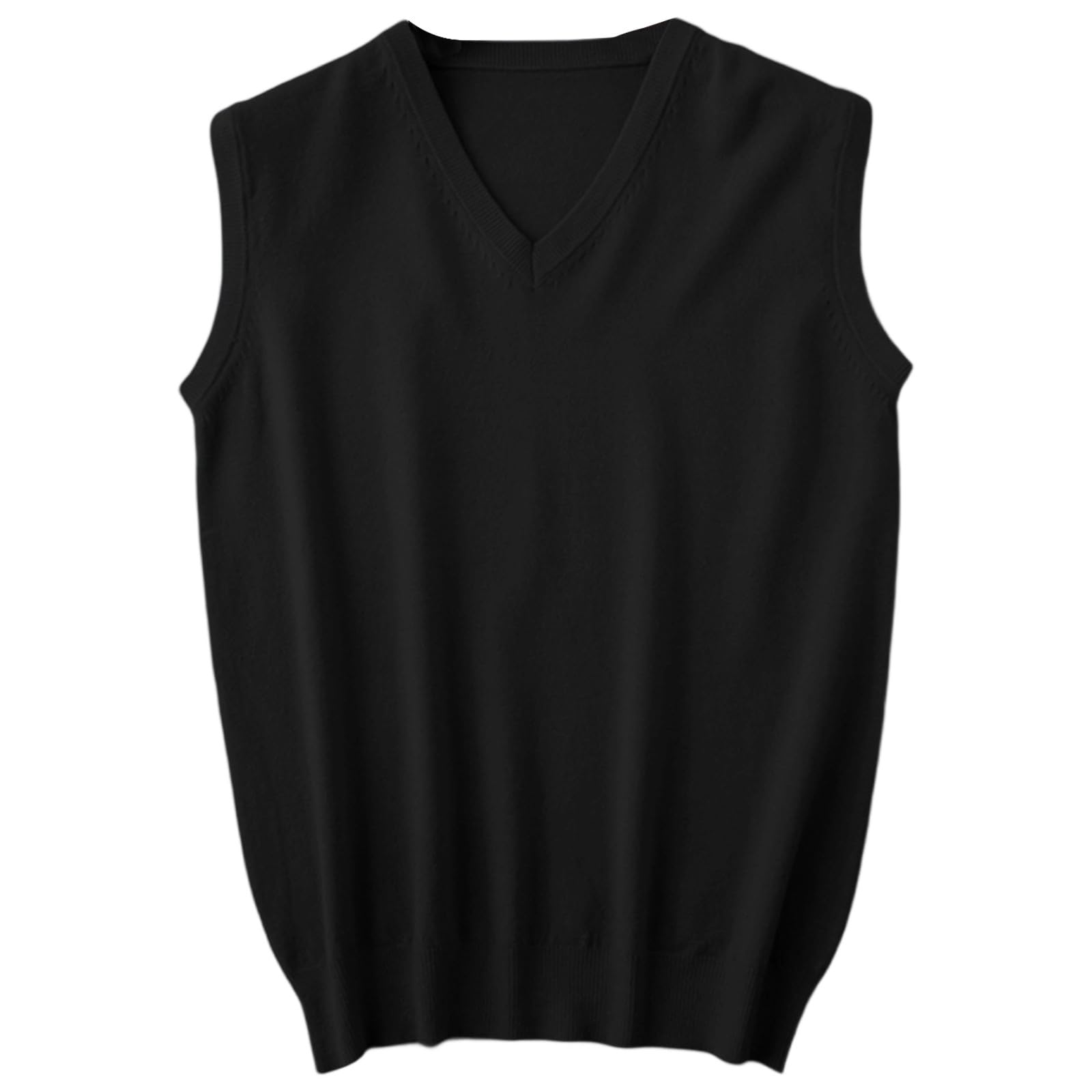 Pull sans manches et gilets tricotés pour homme Col en V Gilet en tricot léger Printemps Automne Respirant Doux Superposition Pièce Décontractée Confortable Gilet
