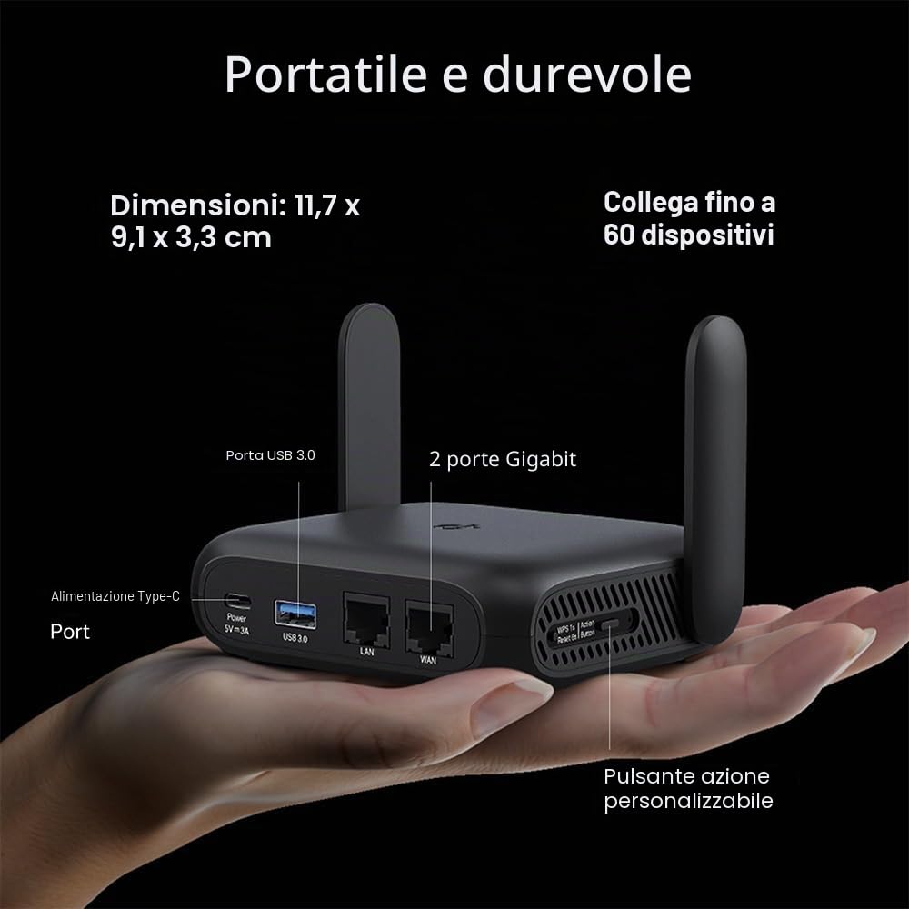 TP-Link Router da viaggio portatile Wi-Fi 6 AX1500 Dual-Band TL-WR1512X | Condivisione WiFi pubblica semplice | Hotel/RV/Viaggi Approvato | Tether WiFi Telefono | USB C 3.0 | Modalità multipla |
