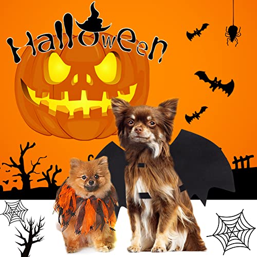 Vivifying Fledermausflügel Hund, Halloween Hundekostüm Fledermaus Flügel mit Kürbisglocke, Einstellbar Fledermaus Flügel Cosplay Dekoration(Hals: 12,6-20,5 Zoll/Brustumfang: 13,5-24,4 Zoll)
