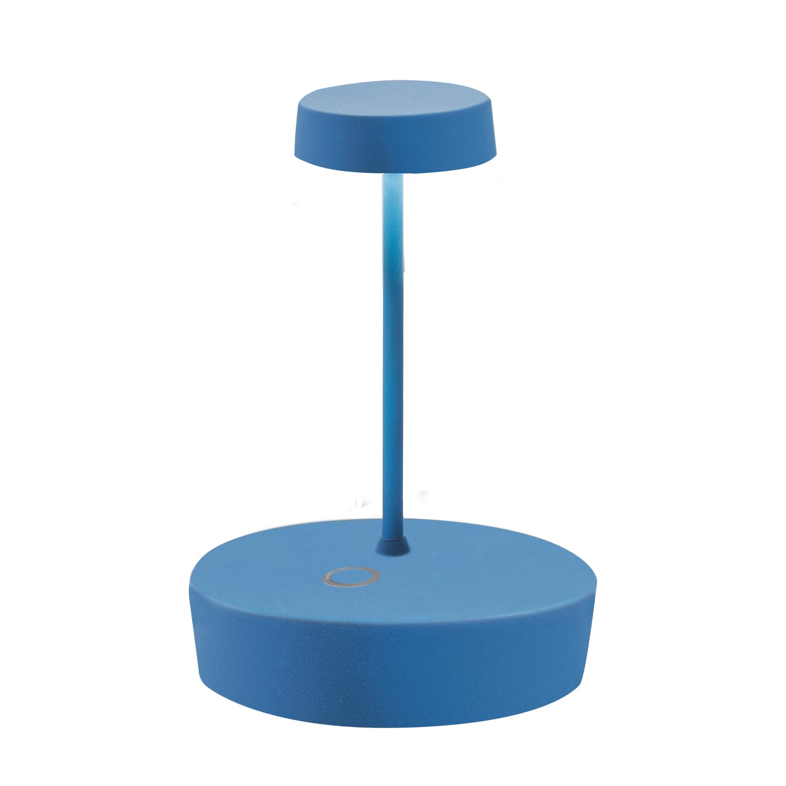 Zafferano, Swap Mini, Lampada da Tavolo Ricaricabile e Senza Fili con Controllo Touch, Adatta per Salotto ed Esterni, Dimmer, 2700 K, Altezza 14,8 cm, Colore Blu Capri