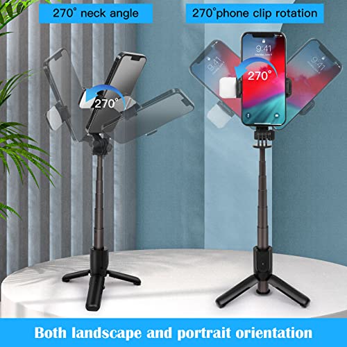 Mini Selfie Stick, 27.7 Inch Extendable Phone Tripod With Wireless Remote, Led Fill Lights, Stable And Firm Travel Tripod, For Selfies, Video, Compatible With Iphone & Android Smart Phone (Black Mini) #TOP5