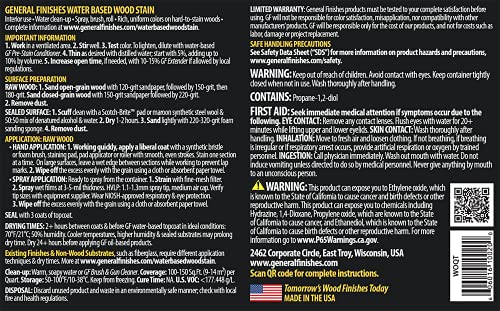 General Finishes Water Based Wood Stain, 1 Pint, Antique Oak