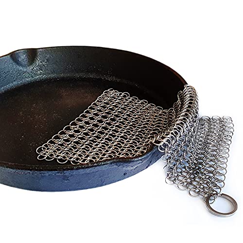Limpiador de Malla de Hierro Fundido Cepillo de Acero Inoxidable para ollas y sartenes (M...