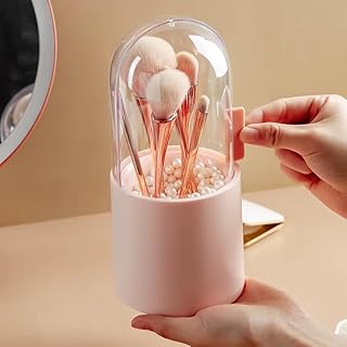 حامل فرش مكياج دوار مقاوم للغبار مع شنطة لؤلؤ - قطعة واحدة