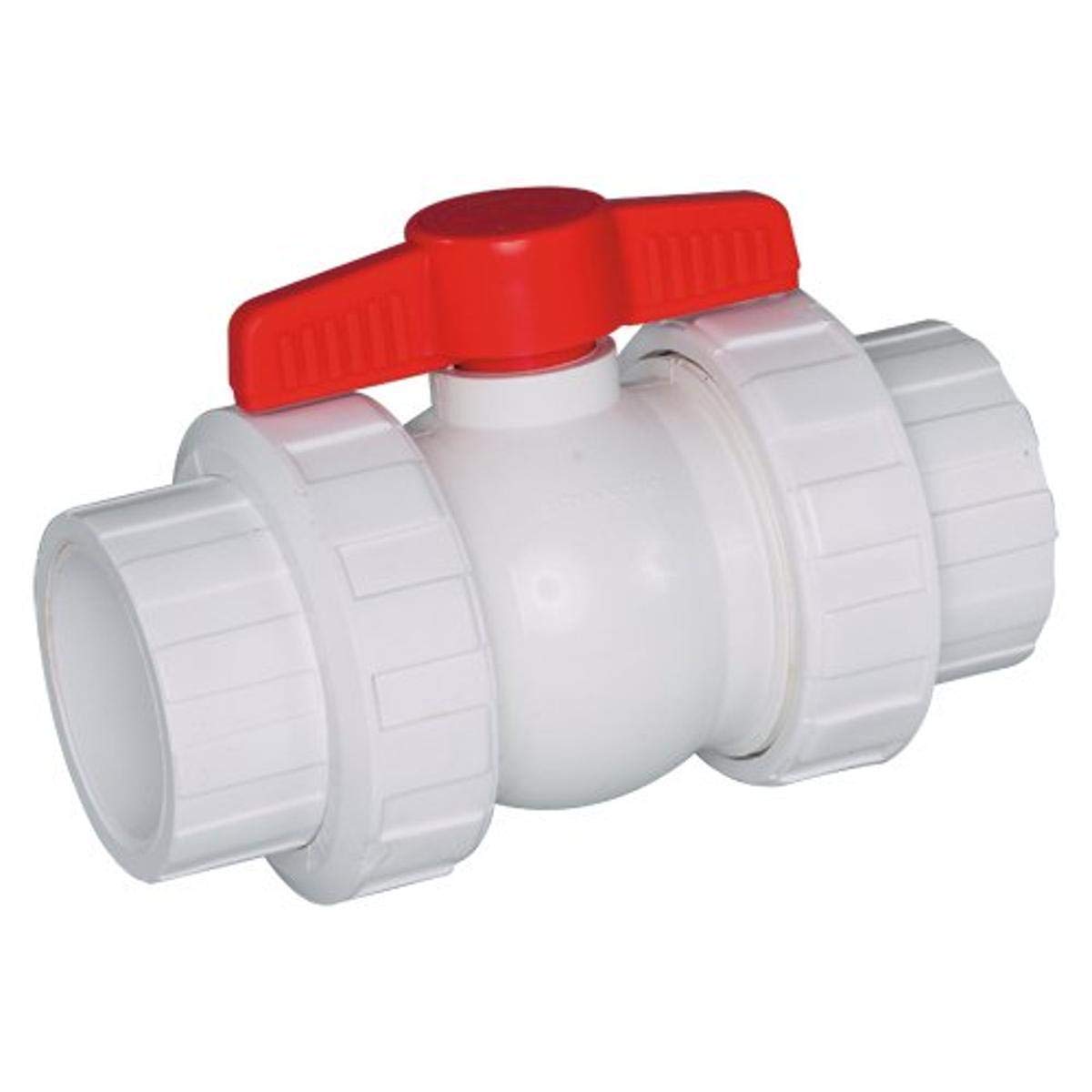 Hayward QTA1020CSEW Series QTA Compact True Union Ball Valve, Socket/Threaded End, White, 2