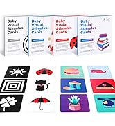 BAKAM High Contrast Baby Toys, Black White Colorful Baby Flash Cards, Sensory Newborn Toys for Ba...