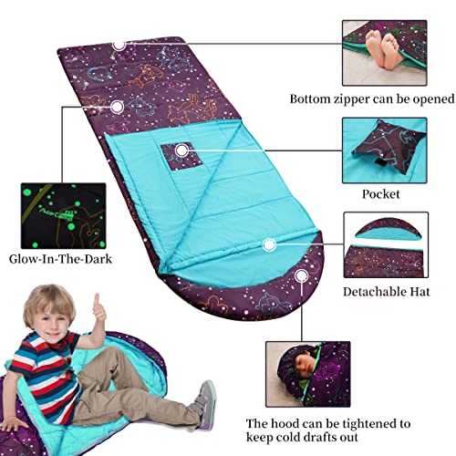 Acecamp 3 Seaons Sleeping Bags For Youth Boys And Girls, Lightweight Glowing In The Dark, Perfect For Slumber Parties, Camping And Travel (3 Seasons, Youth, Temp 10℃-15℃)… #TOP1