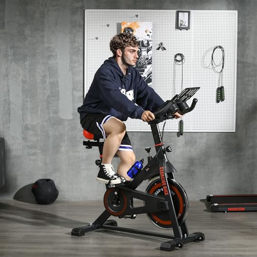 HOMCOM Upright Exercise Bike 8kg Flywheel Indoor Training Cycling Machine Stationary Workout Bicycle with Adjustable Resistance Seat Handlebar LCD Display for Home Gym - Image 3